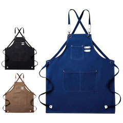 Thickened Canvas Apron with Pockets Durable Crossback Adjustable