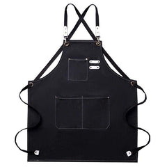Thickened Canvas Apron with Pockets Durable Crossback Adjustable
