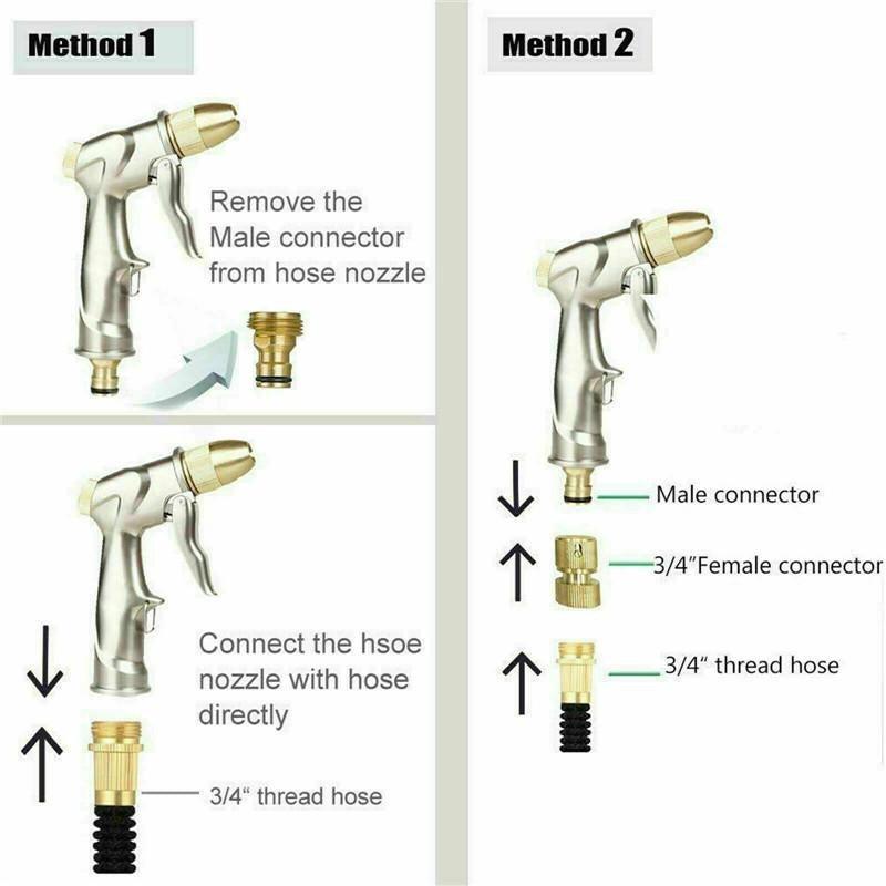 High Pressure Garden Hose Nozzle 4 Adjustable Patterns Full Brass Spray Nozzle
