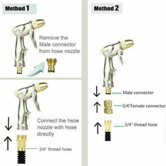 High Pressure Garden Hose Nozzle 4 Adjustable Patterns Full Brass Spray Nozzle