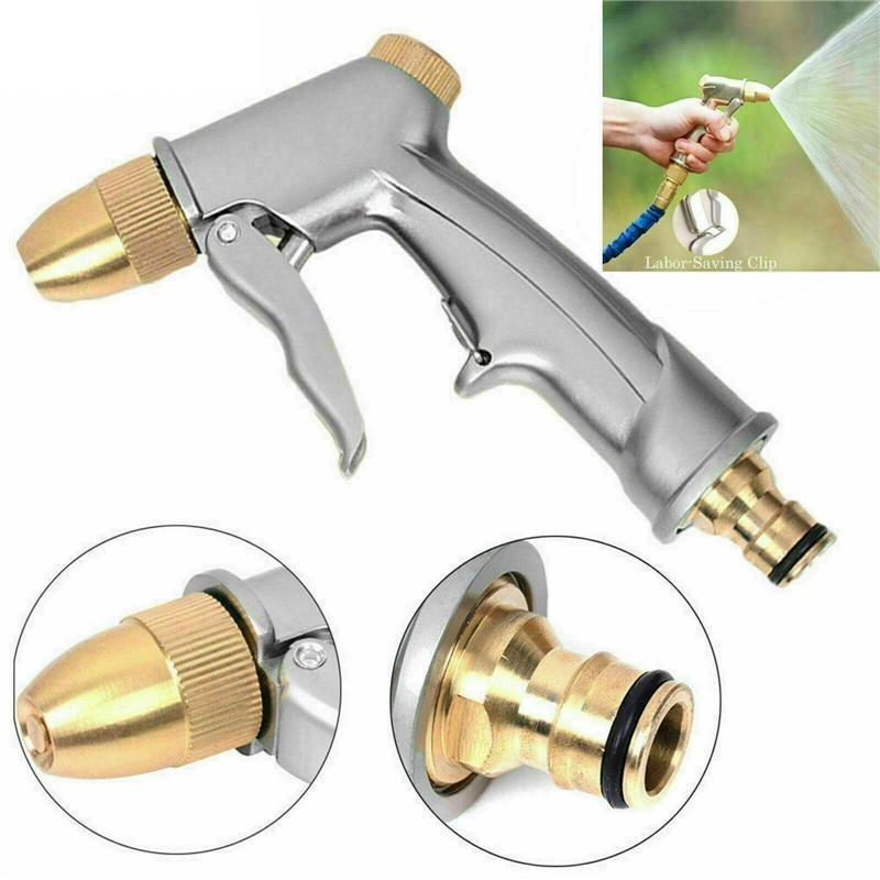 High Pressure Garden Hose Nozzle 4 Adjustable Patterns Full Brass Spray Nozzle