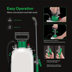 Garden Water Sprayer 3 Gallon Pump Pressure Bottle w/ 3 Nozzles, Strap & Valve