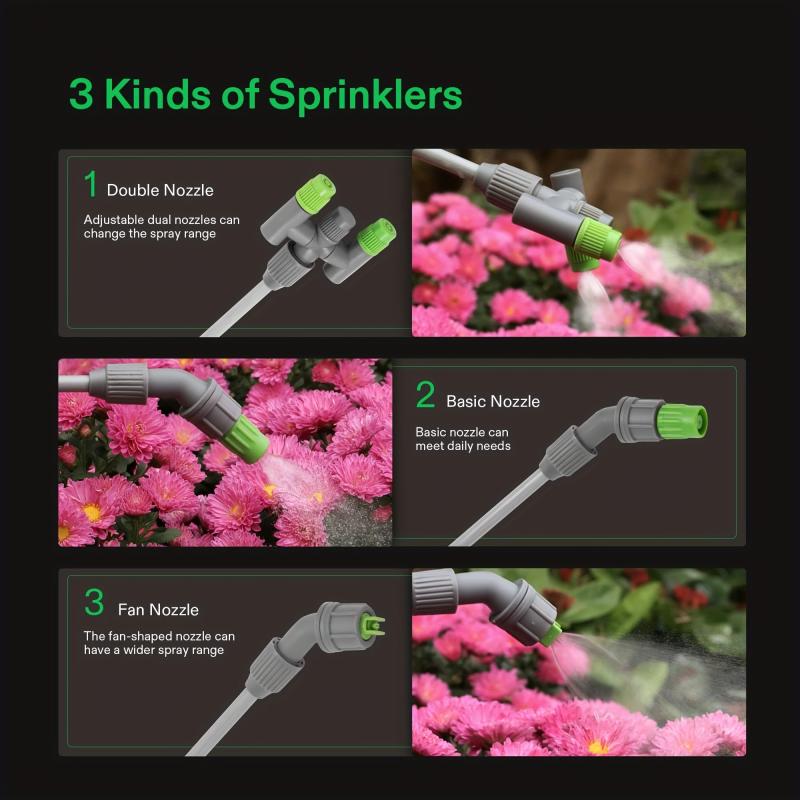 Garden Water Sprayer 3 Gallon Pump Pressure Bottle w/ 3 Nozzles, Strap & Valve