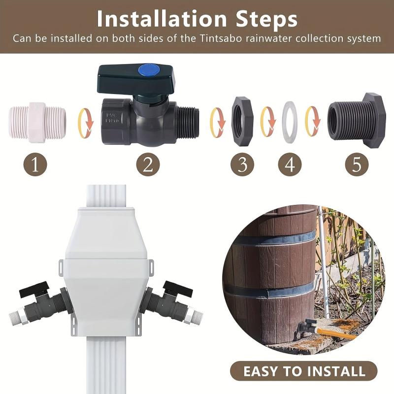 Rain Barrel Kit 3/4 Inch Bulkhead Fitting with Valve and Thread Sealing Tape