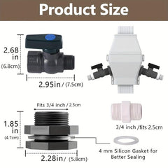 Rain Barrel Kit 3/4 Inch Bulkhead Fitting with Valve and Thread Sealing Tape