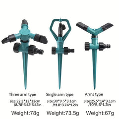 360 Degree 3 Arm Rotating Sprinkler Automatic Nozzle Garden Irrigation