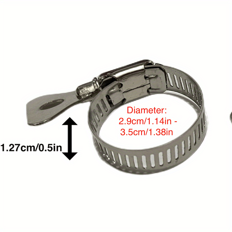 5pcs 304 Stainless Steel Single Ear Adjustable Hose Clamps