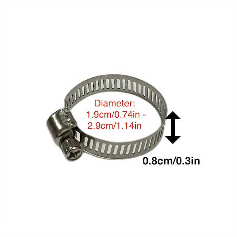 5pcs 304 Stainless Steel Single Ear Adjustable Hose Clamps
