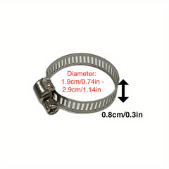 5pcs 304 Stainless Steel Single Ear Adjustable Hose Clamps