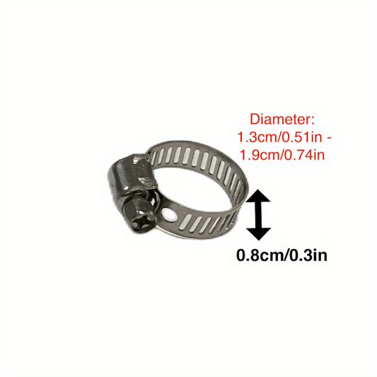 5pcs 304 Stainless Steel Single Ear Adjustable Hose Clamps