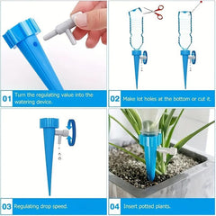 10pcs Plant Watering Spikes w/ Adjustable Valve for Outdoor & Vacation