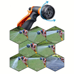 Heavy Duty Metal Hose Spray Nozzle 8 Function Water Sprayer