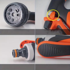 Heavy Duty Metal Hose Spray Nozzle 8 Function Water Sprayer