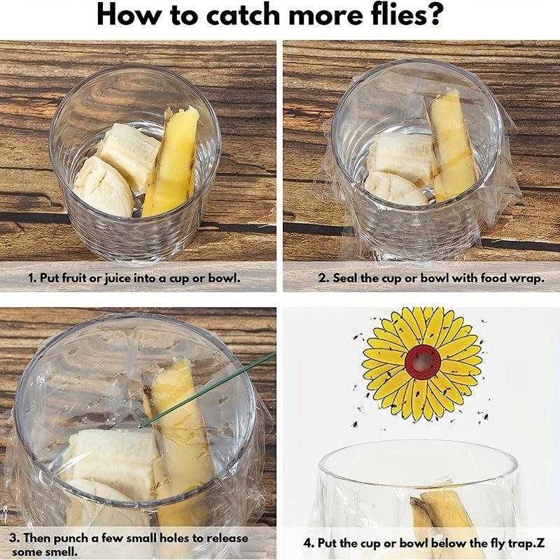 Sunflower Style Fly Traps Window Fly Stickers - 30pcs