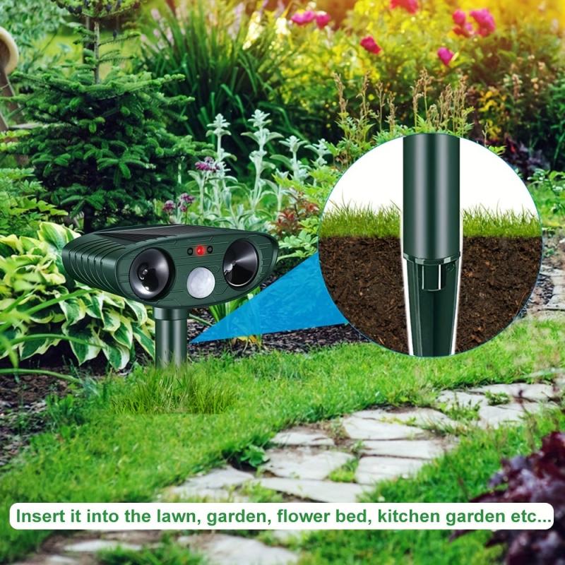 Cat Scarer Solar Powered Waterproof Cat Repellent Ultrasonic Pet Deterrents