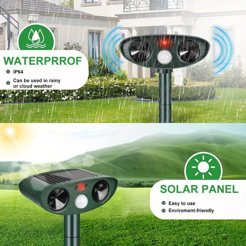 Cat Scarer Solar Powered Waterproof Cat Repellent Ultrasonic Pet Deterrents
