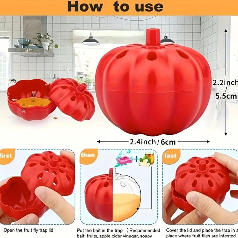 2pcs Fruit Fly Trap Pumpkin Shape Fruit Fly Killer Fly Catcher And Gnat Trap