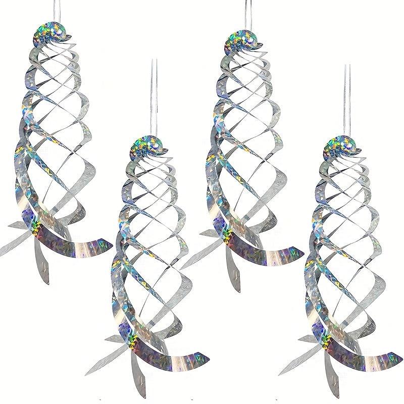 3pcs Bird Repellent Spiral Reflectors Silvery Mylar Spinner