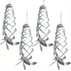 3pcs Bird Repellent Spiral Reflectors Silvery Mylar Spinner