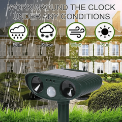 Solar Animal Repeller Ultrasonic Cats Dogs Birds Pest Control