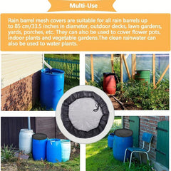 2pcs Mesh Rain Barrel Cover Drawstring Buckets Netting
