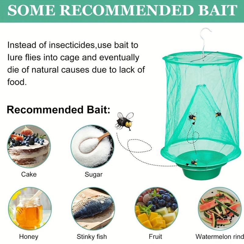10pcs Green Cage Fly Traps Reusable Hanging Indoor/Outdoor Family Farms