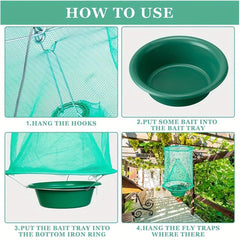 10pcs Green Cage Fly Traps Reusable Hanging Indoor/Outdoor Family Farms