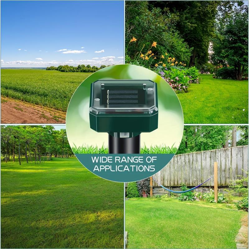 2pcs Solar Mole Repellent Outdoor Sound Wave Deterrent For Lawn