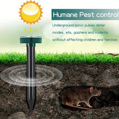 2pcs Solar Mole Repellent Outdoor Sound Wave Deterrent For Lawn