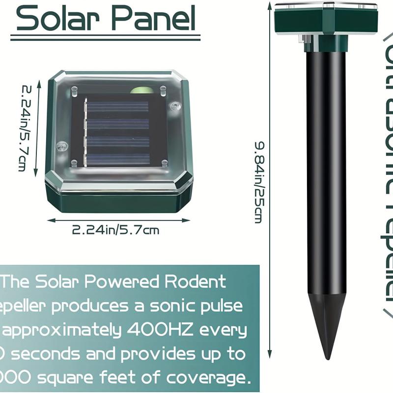 2pcs Solar Mole Repellent Outdoor Sound Wave Deterrent For Lawn