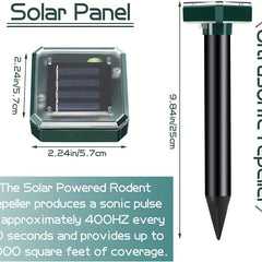2pcs Solar Mole Repellent Outdoor Sound Wave Deterrent For Lawn