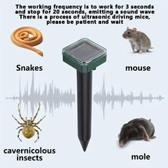 2pcs Solar Mole Repellent Outdoor Sound Wave Deterrent For Lawn