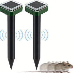 2pcs Solar Mole Repellent Outdoor Sound Wave Deterrent For Lawn