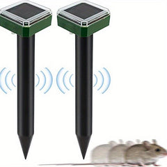 2pcs Solar Mole Repellent Outdoor Sound Wave Deterrent For Lawn