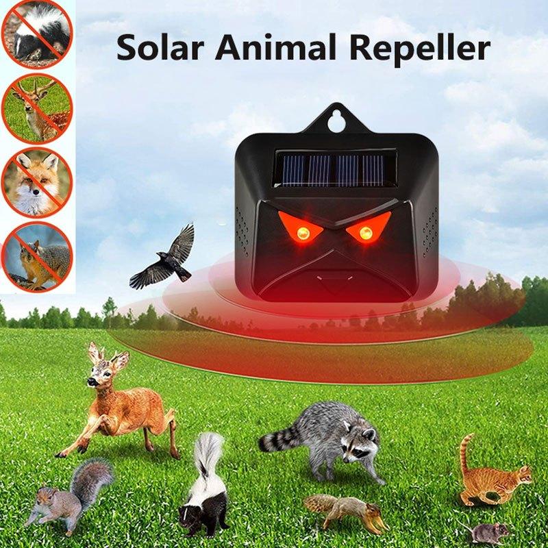 2-Pack Solar Animal Repellent Cat and Mouse Red Flashing Light
