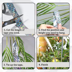 2pcs Bird Scare Tape Reflective Holographic Pigeon Repellent Tape