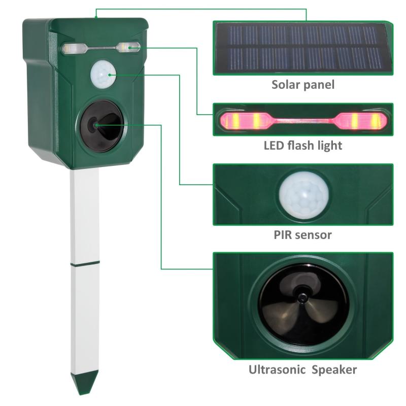 Ultrasonic Cat Repellent Foxes Repeller Solar Powered Animal Scarer Deterrent