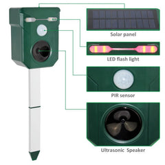 Ultrasonic Cat Repellent Foxes Repeller Solar Powered Animal Scarer Deterrent