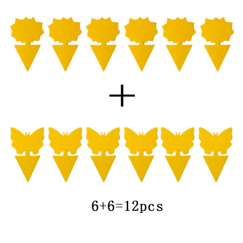 12pcs Armyworm Yellow Insect Trapping Board Solar Butterfly shaped
