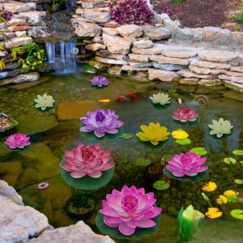 Artificial Foam Lotus Flower With Lily Pad for Garden Pond