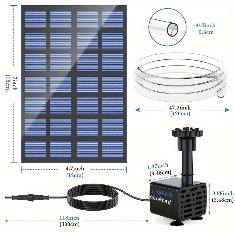 Solar Water Pump Kit with 6 Nozzles for DIY Water Feature Outdoor Fountain