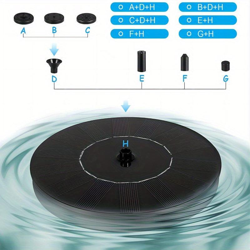 Solar Bird Bath Fountain Pump with 7 Nozzles Stand