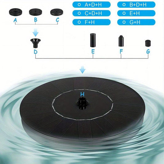 Solar Bird Bath Fountain Pump with 7 Nozzles Stand