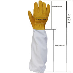 Beekeeping Gloves Thick Goatskin Leather With Ventilated Canvas Long Sleeves