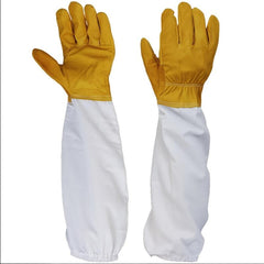 Beekeeping Gloves Thick Goatskin Leather With Ventilated Canvas Long Sleeves
