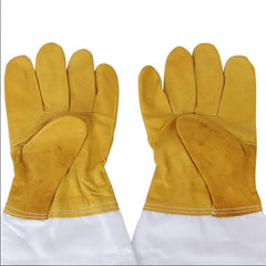 Beekeeping Gloves Thick Goatskin Leather With Ventilated Canvas Long Sleeves