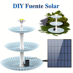 3 Tiered Bird Bath With 5W Solar Pump DIY Fountain Garden Decoration