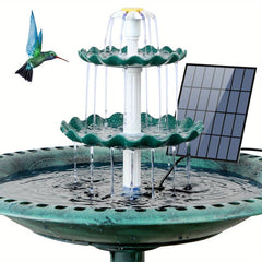 3 Tiered Bird Bath With 5W Solar Pump DIY Fountain Garden Decoration