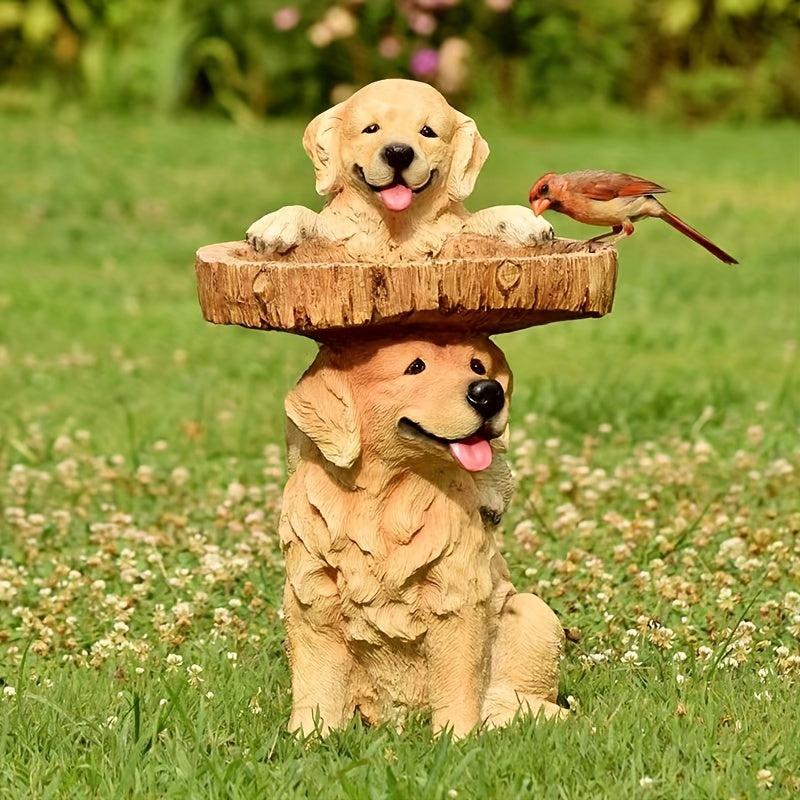 Outdoor Bird Feeder Bird Bath Garden Decor Dog Rooster Ornament