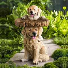 Outdoor Bird Feeder Bird Bath Garden Decor Dog Rooster Ornament